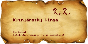 Kutnyánszky Kinga névjegykártya